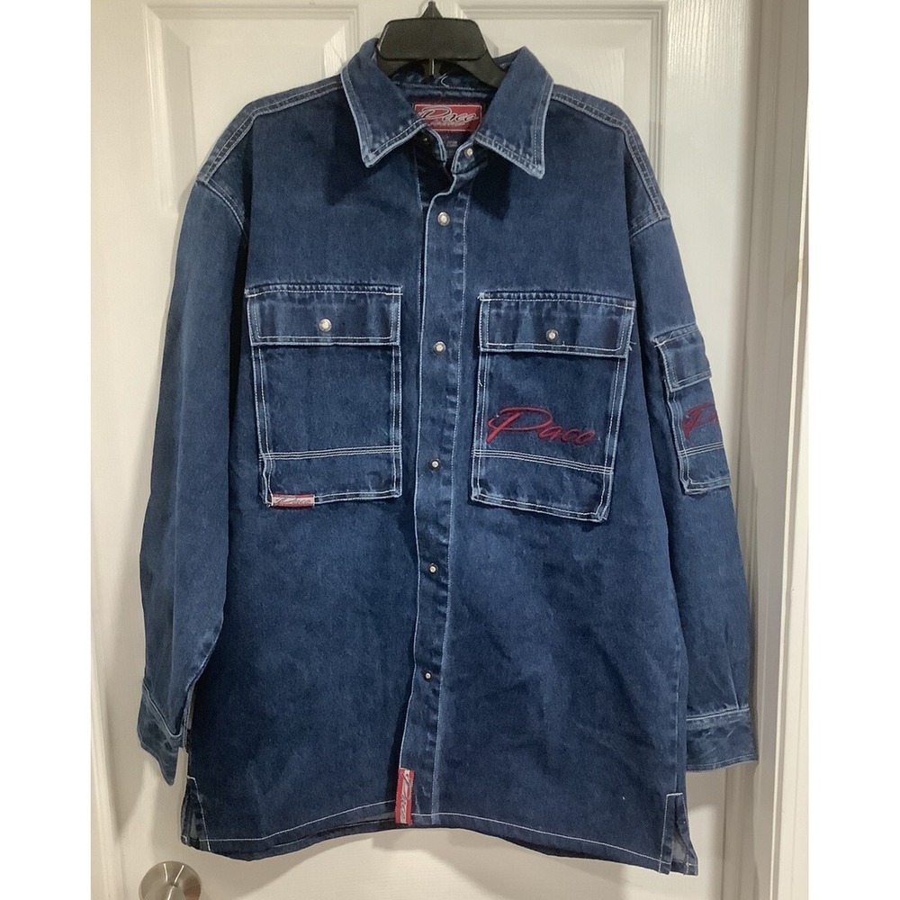 Vintage PACO Jeans Denim Jacket Mens L Lined Quilted Warm Dark Wash 90s